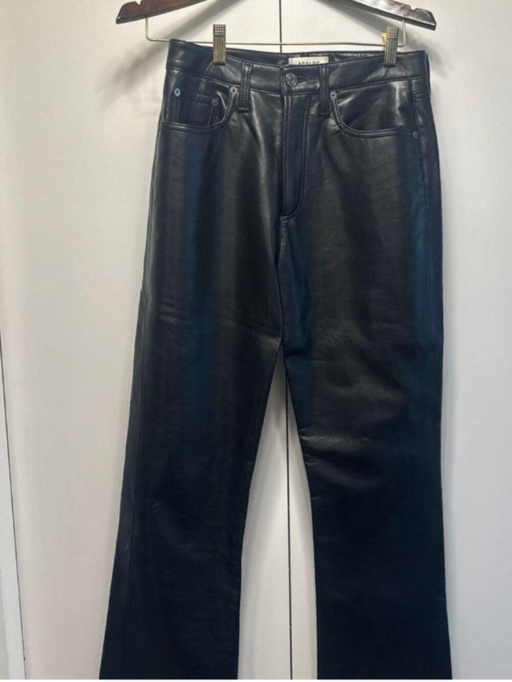 AGOLDE Black Recycled Leather Relaxed Boot Pant Size 26